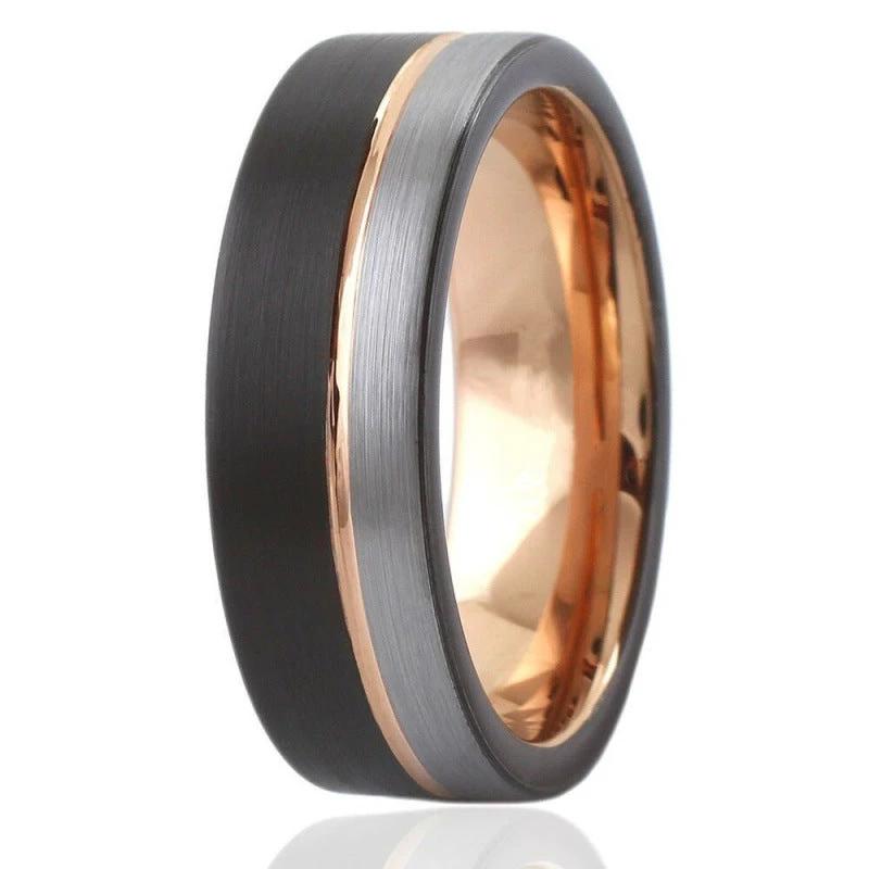 Trendy 8mm Black Tungsten Carbide Ring by GJG Denim