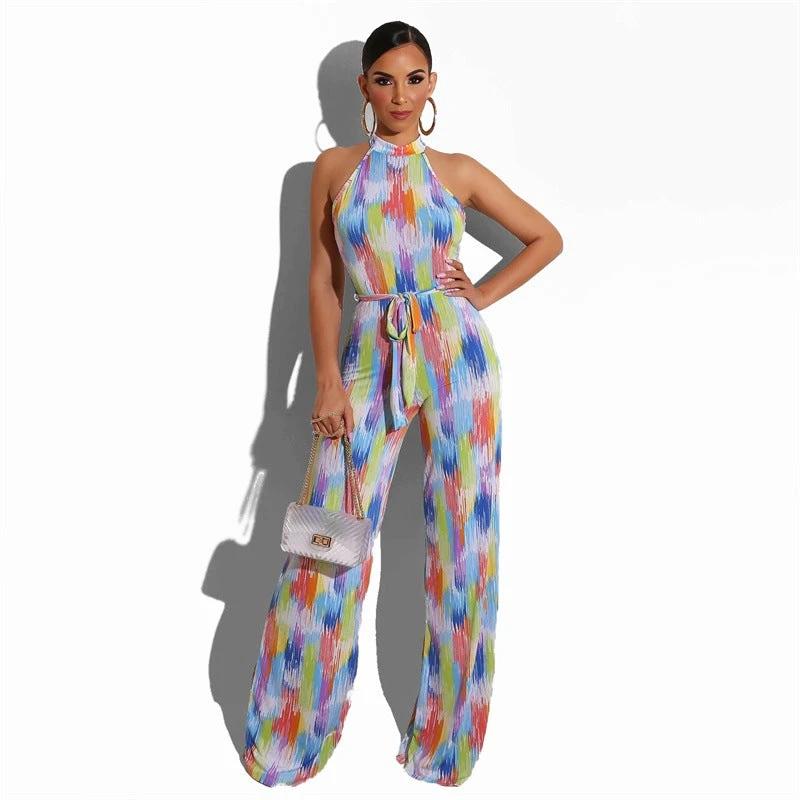 Printed Casual Striped Women's Jumpsuit by GJG Denim