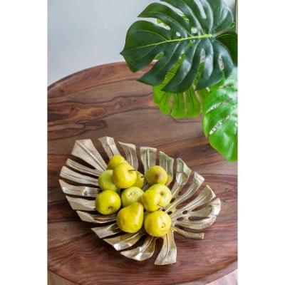 18.9x13.4x1.4 Gold Monstera Leaf Wall Decor by GJG Denim