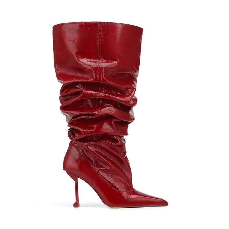 Big Tube Circumference Pointed Toe Stiletto Heel Catwalk Party Boots by GJG Denim