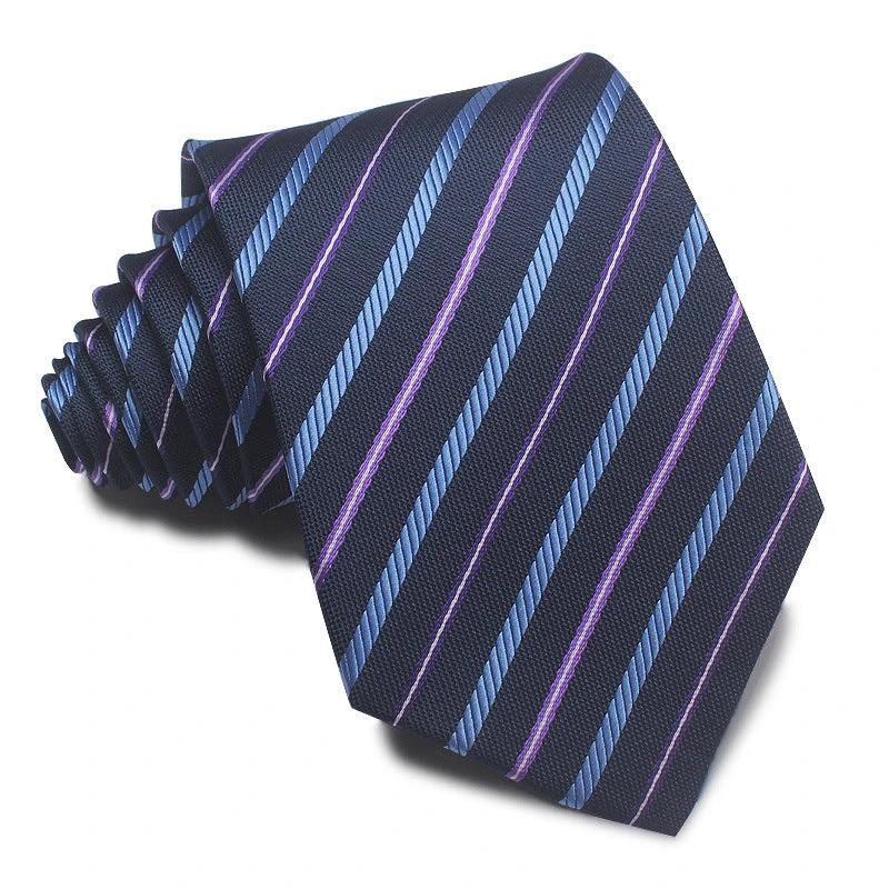 Men's 8CM Polyester Jacquard Striped Ties by GJG Denim