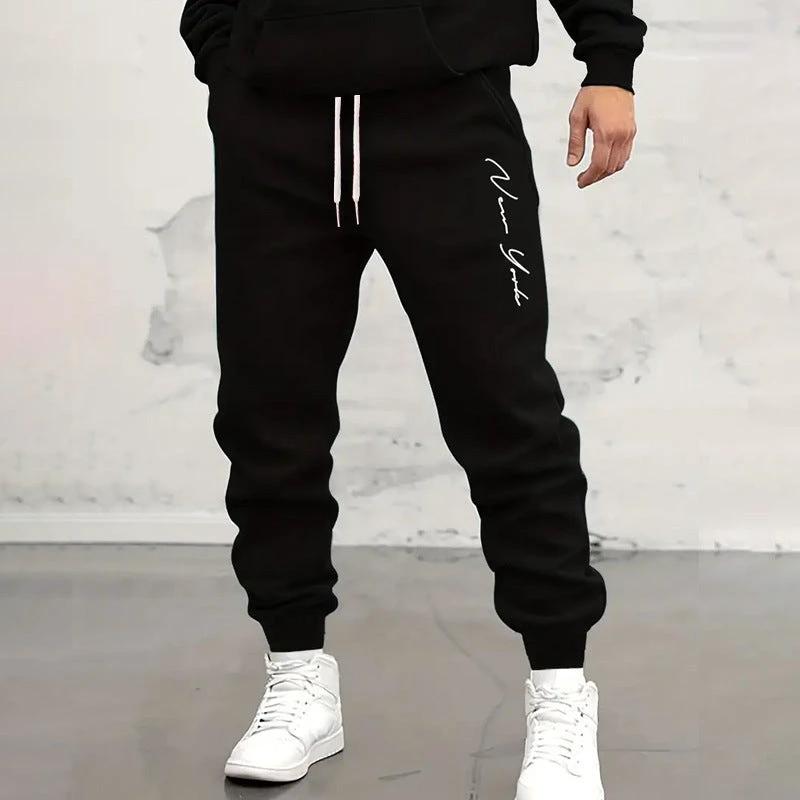 Men's Casual Sports Letter Printed Tapered Sweatpants by GJG Denim