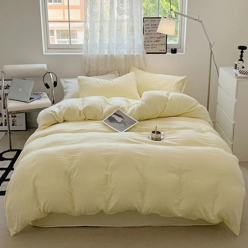 Solid Color Super Soft Washed Cotton Duvet Cover Four-piece Set by GJG Denim