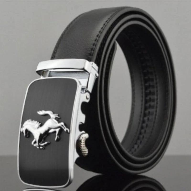 Men's Automatic Buckle Leather Belts by GJG Denim