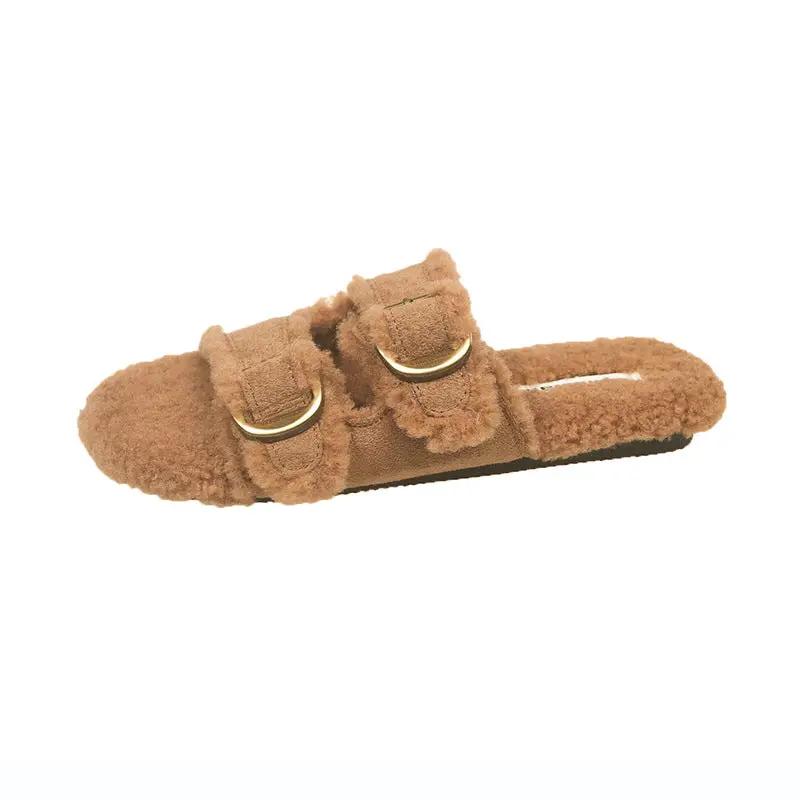 Flat Soled Lambswool Birkie Slippers For Women by GJG Denim