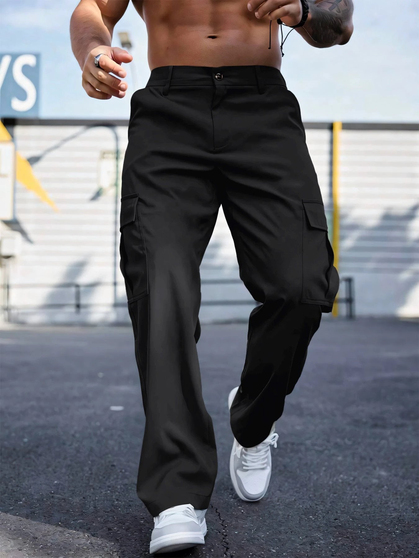 Wear-resistant Sports Straight Loose Cargo Pants by GJG Denim