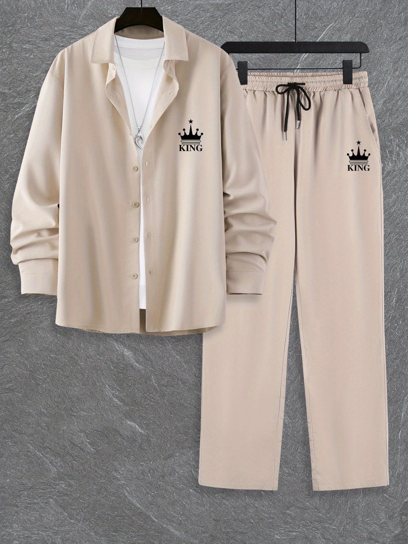 Fashion Trend Color Gradient Long Sleeve Shirt Trousers Suit by GJG Denim