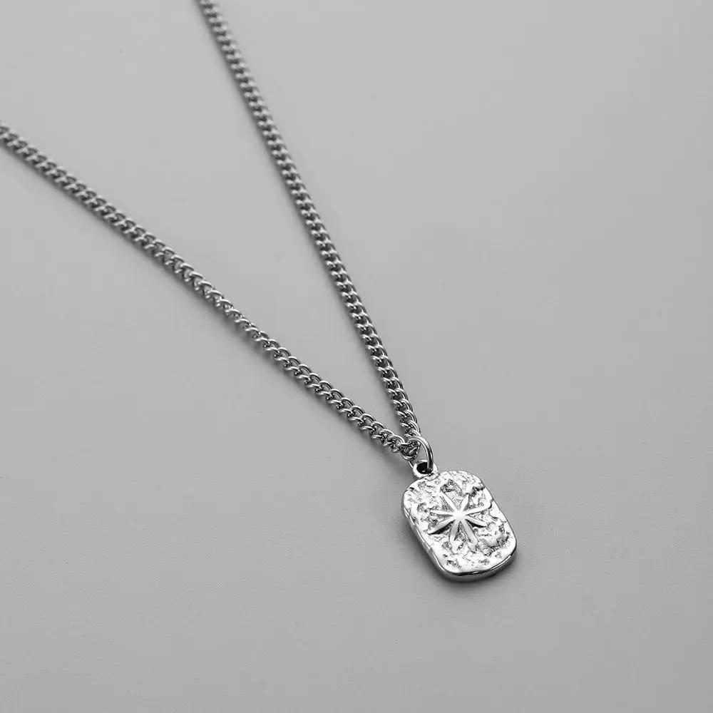 Men's Square Plate Pendant Necklace by GJG Denim
