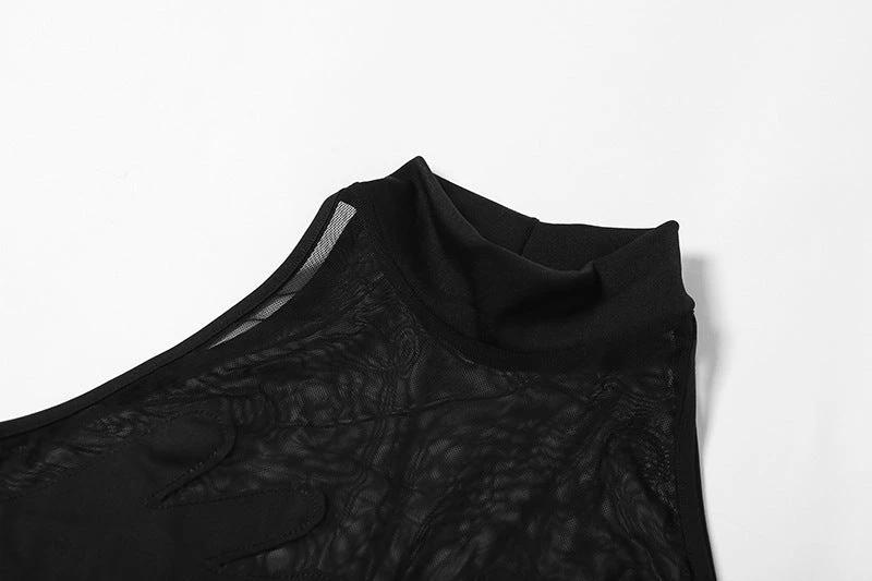 Women's Sheer Mesh Contrast hand Bodysuit by GJG Denim