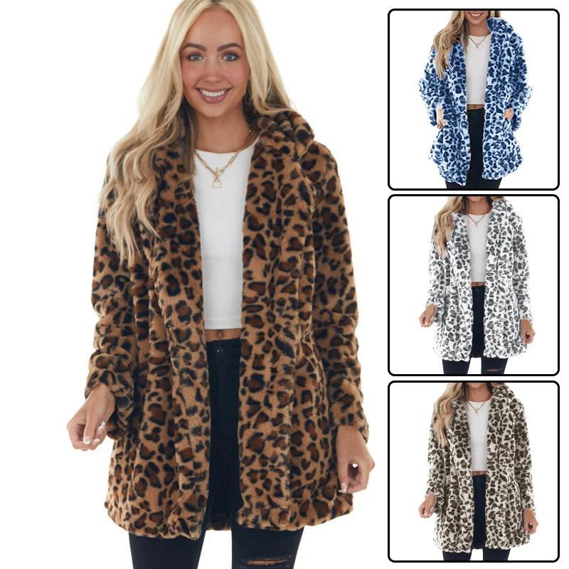 Rabbit Fur Leopard Print Mid-length Clothing Fashionable Jacket by GJG Denim