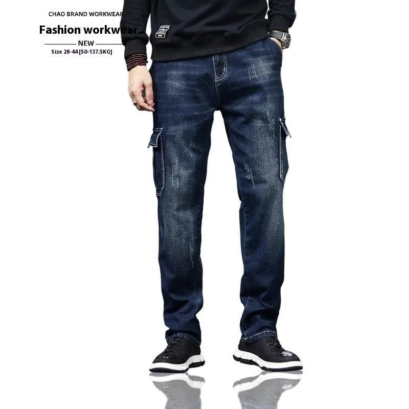 Men's Nostalgic Retro Multi-pocket Jeans by GJG Denim