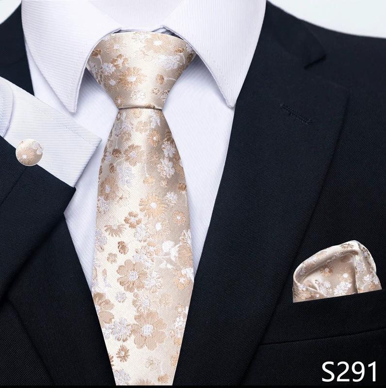 Men's Creative All-match Business Formal Wear Tie Scarf Cufflink Set by GJG Denim