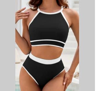 Single-side Strap Bikini Women's European And American Pure Color Tight High Waist Split by GJG Denim