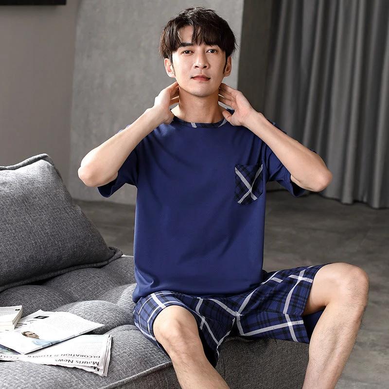 Men's Cotton Short Sleeve Pajama Set by GJG Denim