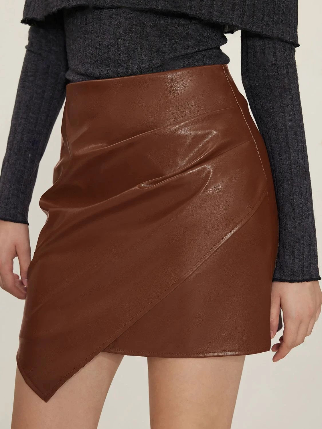 Ruched Mini Skirt with Zipper by Lady Ros