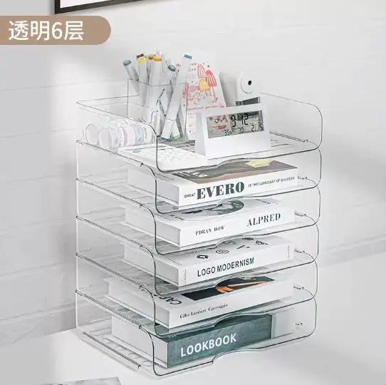 Desktop Storage Box Transparent Acrylic Desk Storage Rack by GJG Denim