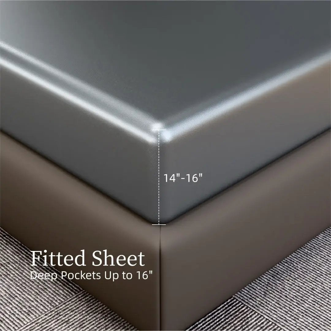 Satin Bed Sheets, Full Size Sheets Set, 4 Pcs Silky Bedding Set With 15 Inches Deep Pocket For Mattress Full, Grey by GJG Denim