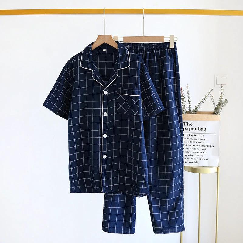 Single-line Plaid Pajamas For Men by GJG Denim
