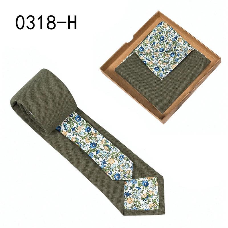 Men's Floral Print Tie and Pocket Square by GJG Denim
