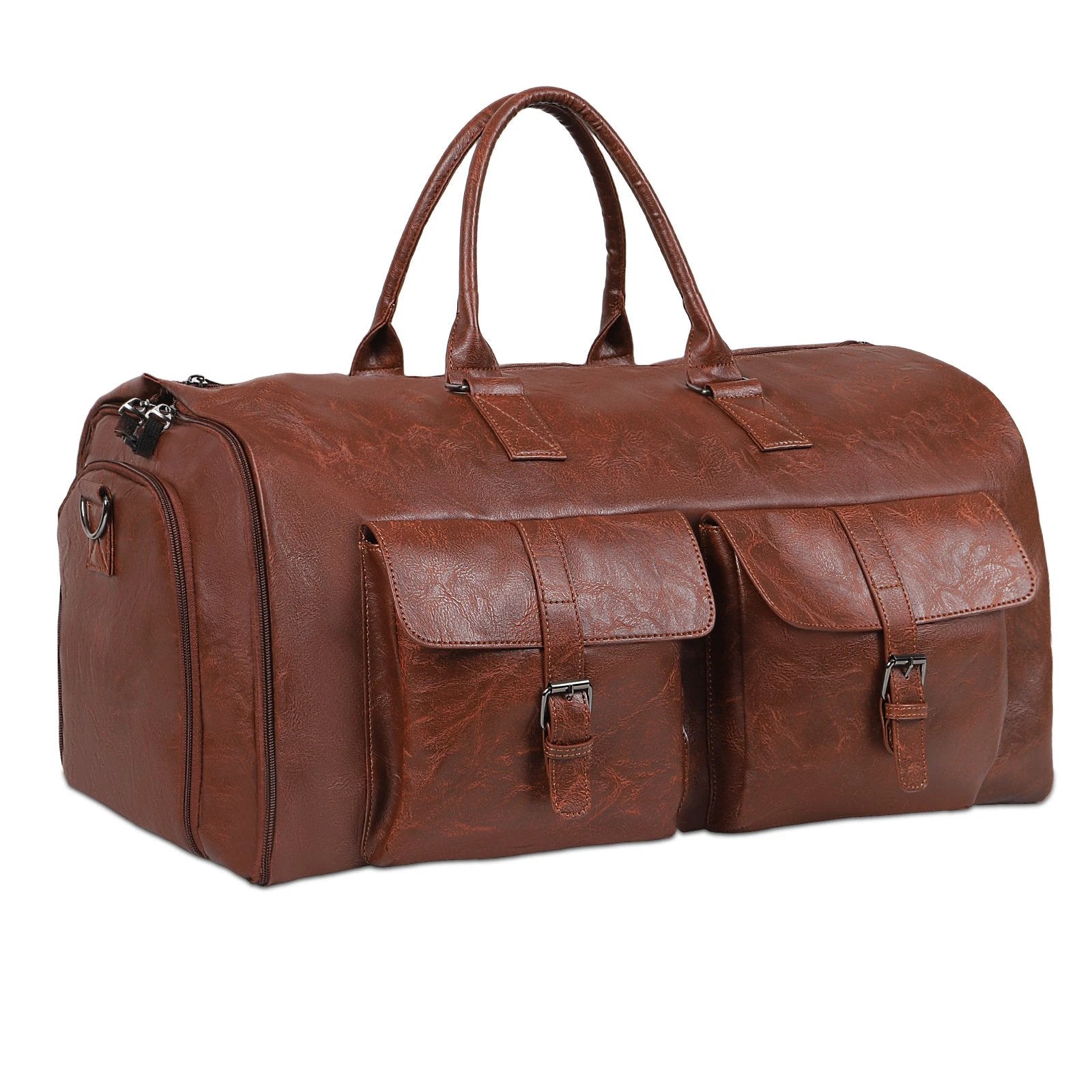 Men's Large Capacity Leather Suit Storage Bag by GJG Denim