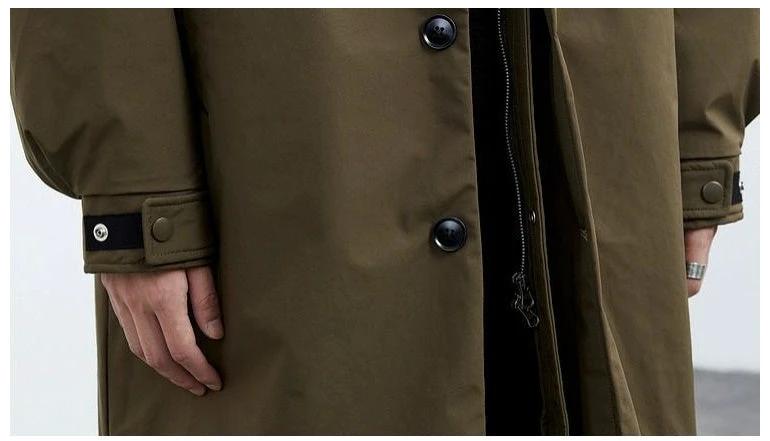 Men's Hooded Mid-length Trench Coat by GJG Denim