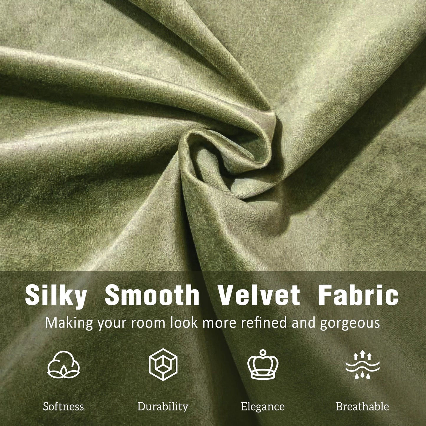 King Size Velvet Bed Frame, Upholstered Platform Bed With Curved Tufted Headboard, Soft Square Corners, Olive Green by GJG Denim