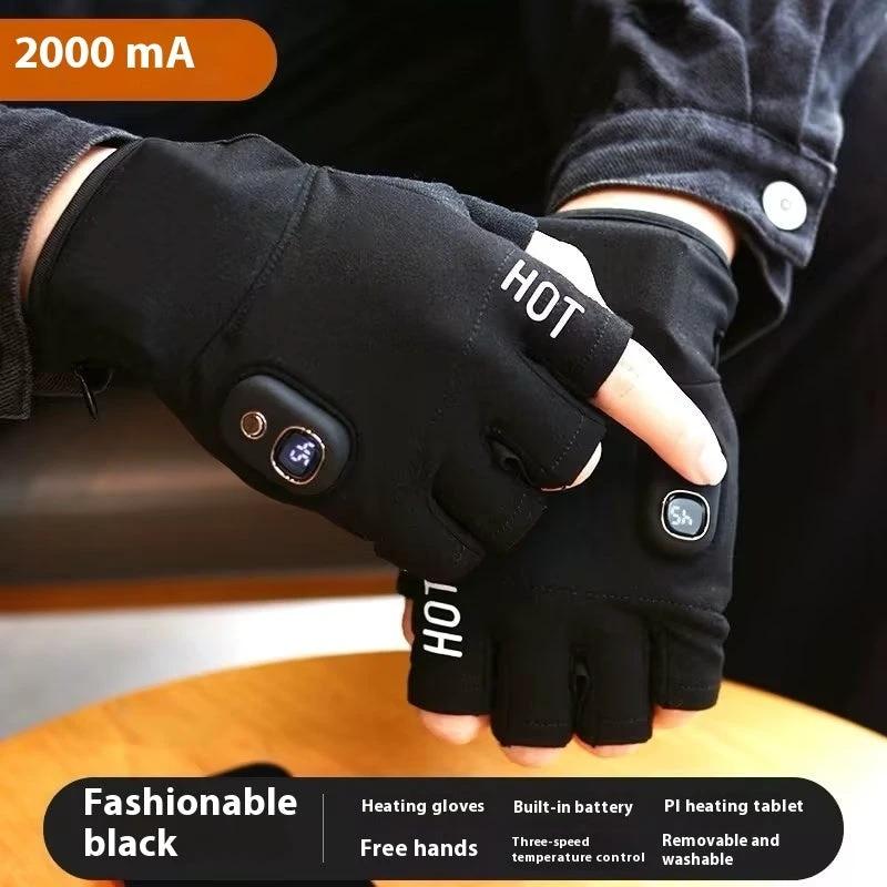 Men's Warm Thick Windproof Electric Heating Gloves by GJG Denim