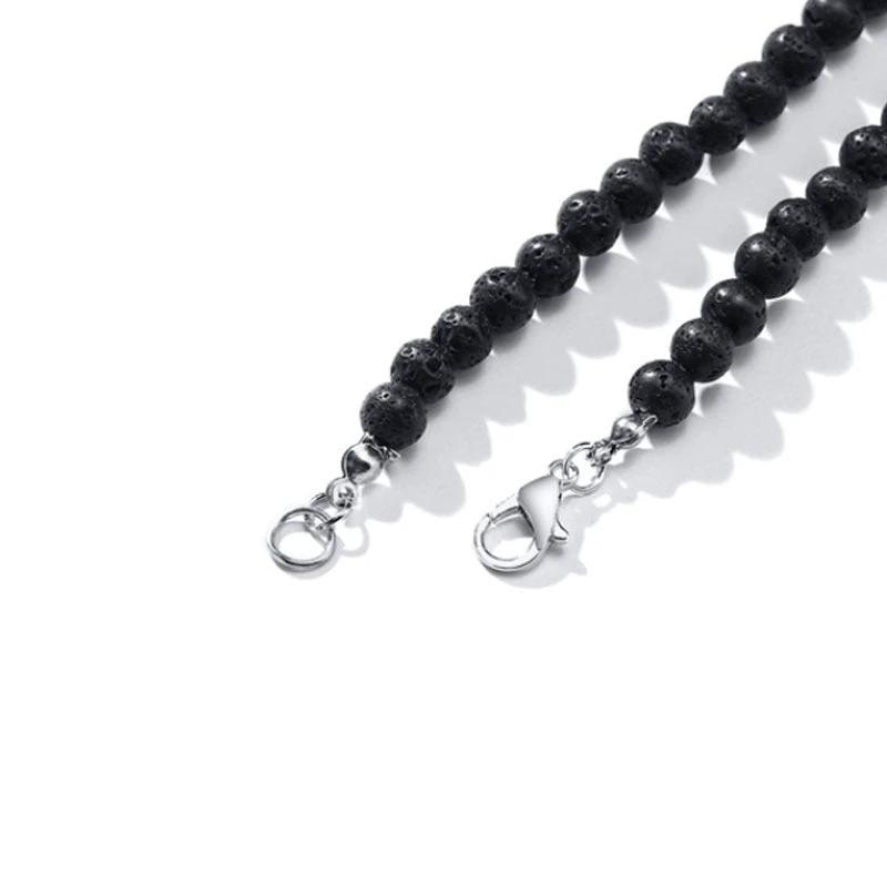 Volcanic Rock Black Matte Ethnic Style Necklace For Men by GJG Denim