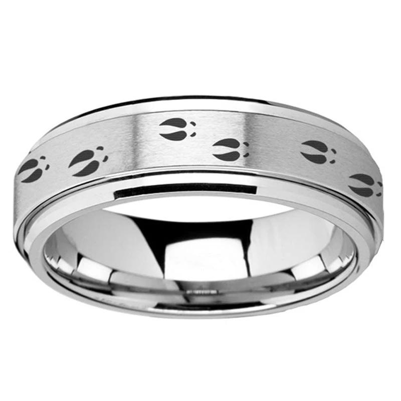 Deer Footprints Turning Titanium Steel Ring For Men by GJG Denim