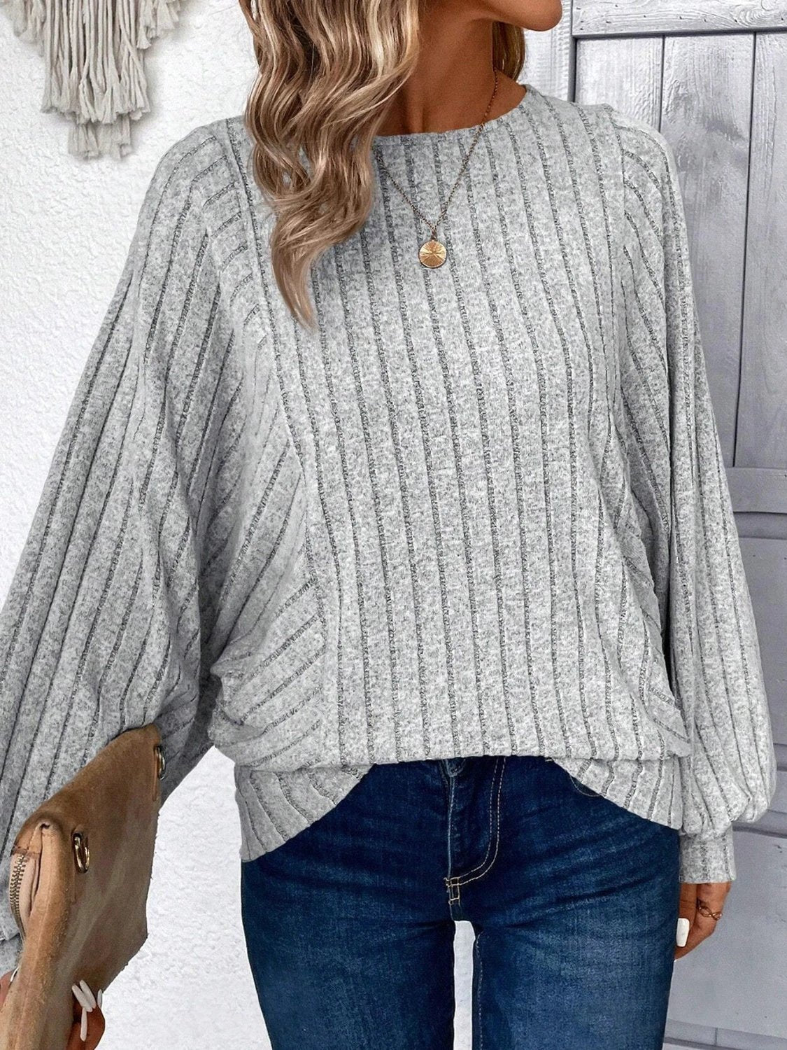 Plus Size Round Neck Batwing Sleeve T-Shirt by Lady Ros