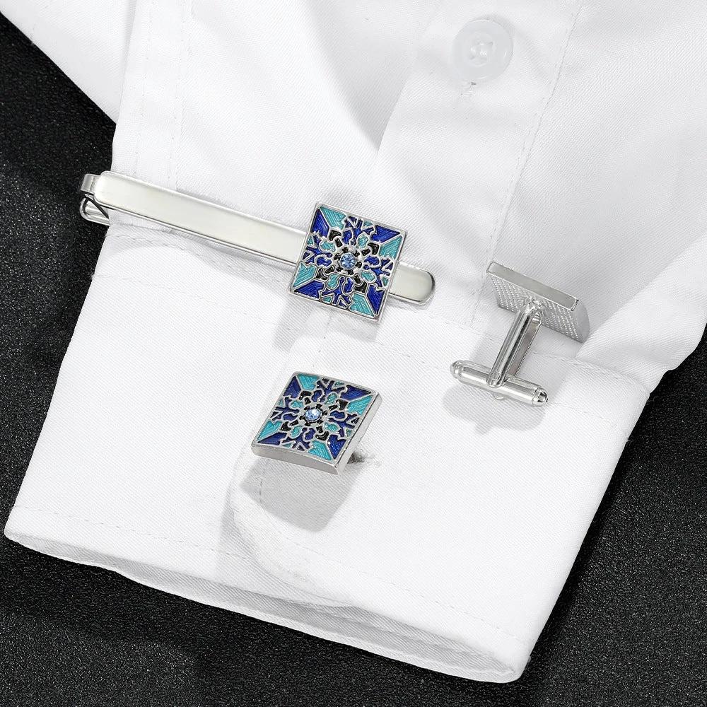 Men's Creative Blue Pattern Cufflinks Gift Box by GJG Denim
