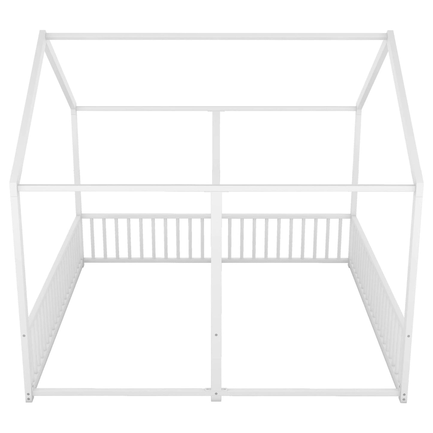Metal Twin Size House Platform Beds, Two Shared Beds, White by GJG Denim