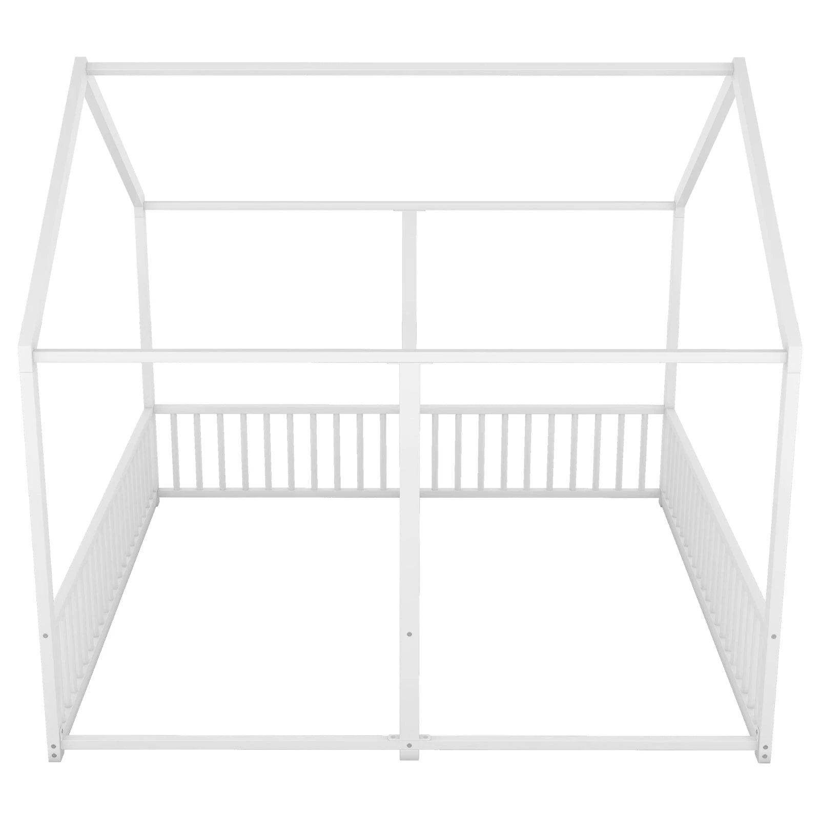 Metal Twin Size House Platform Beds, Two Shared Beds, White by GJG Denim