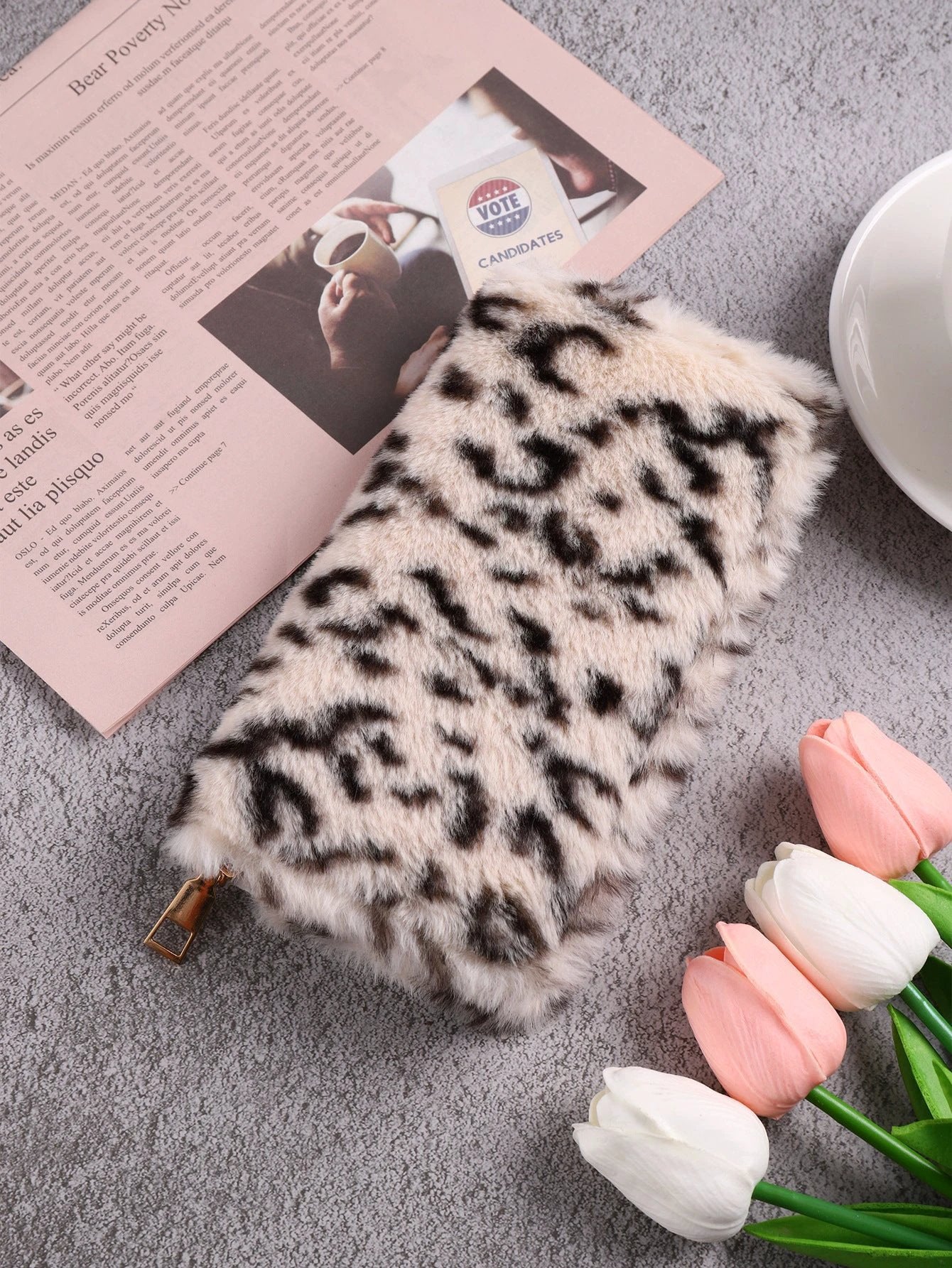 Creative Plush Coin Purse Fashion Leopard Print by GJG Denim