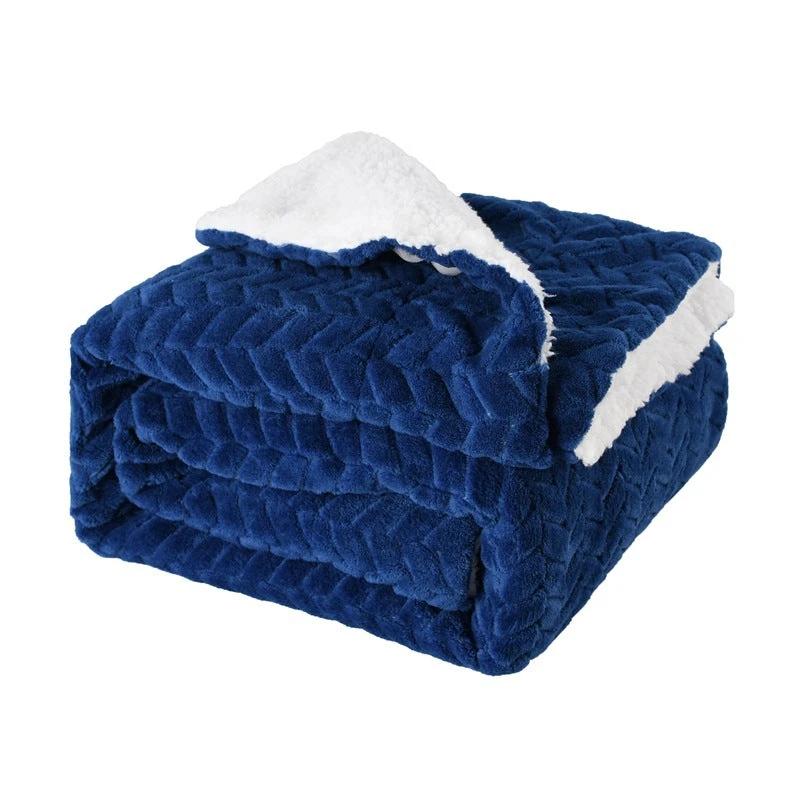 Thickened Flannel Lamb Wool Composite Double Leisure Blanket by GJG Denim