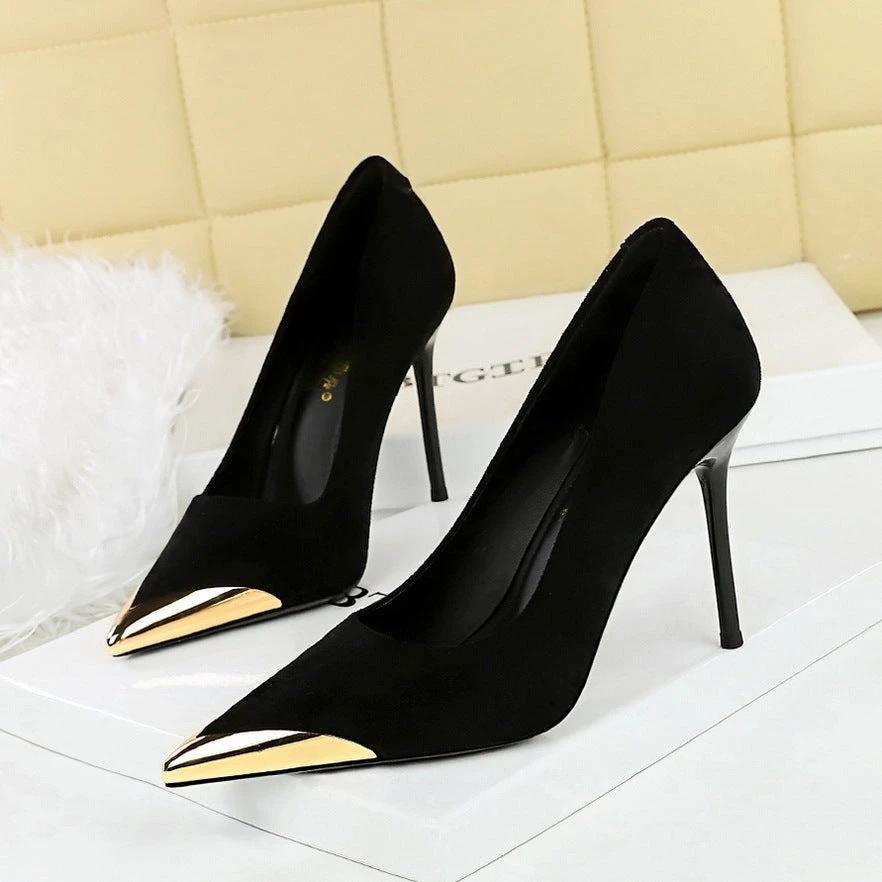 Women's Stiletto Suede Pointed Leopard-print High Heels by GJG Denim
