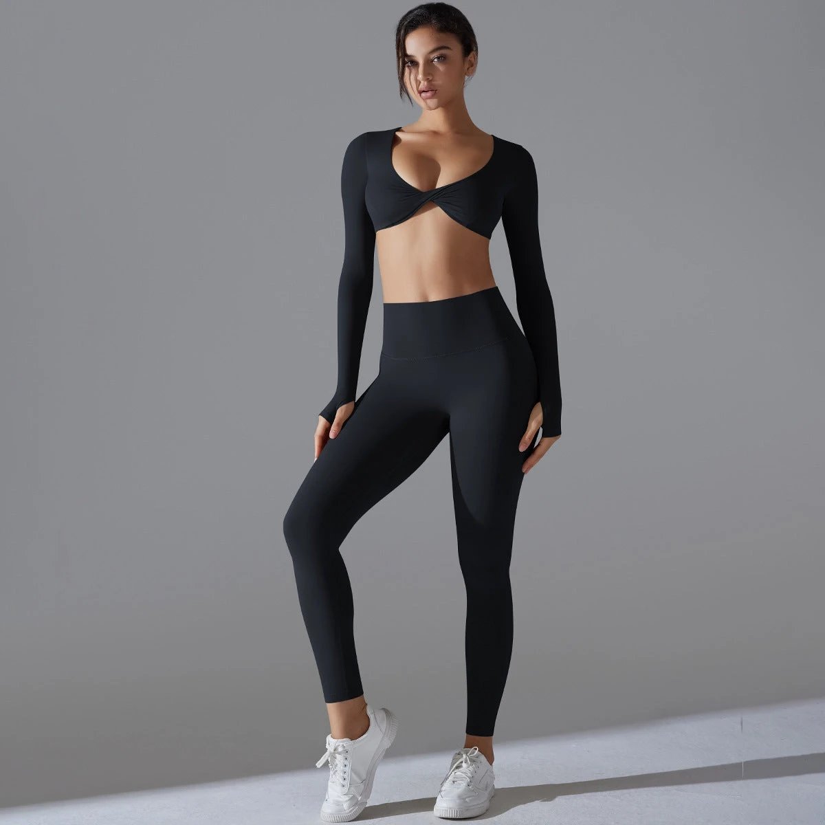 Yoga Clothes Sports Push Up Long Sleeve Workout Clothes Suit by GJG Denim