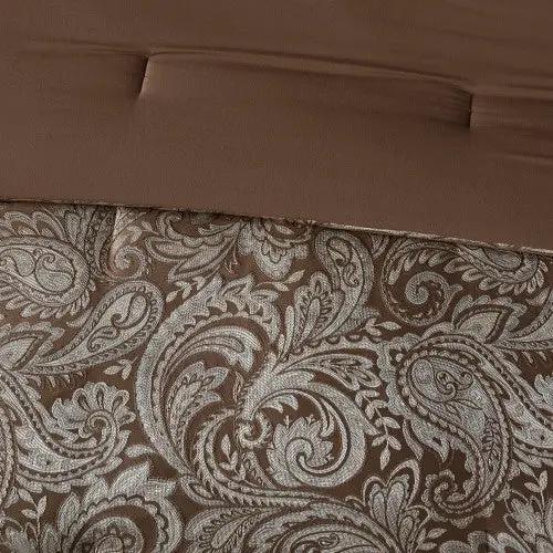 12 Piece Comforter Set With Cotton Bed Sheets Blue Brown Full by GJG Denim
