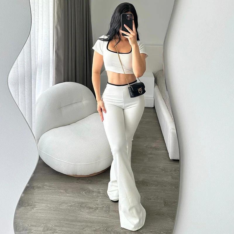 Comfortable Low Waist Elastic Navel Slightly Pull Slimming Suit by GJG Denim