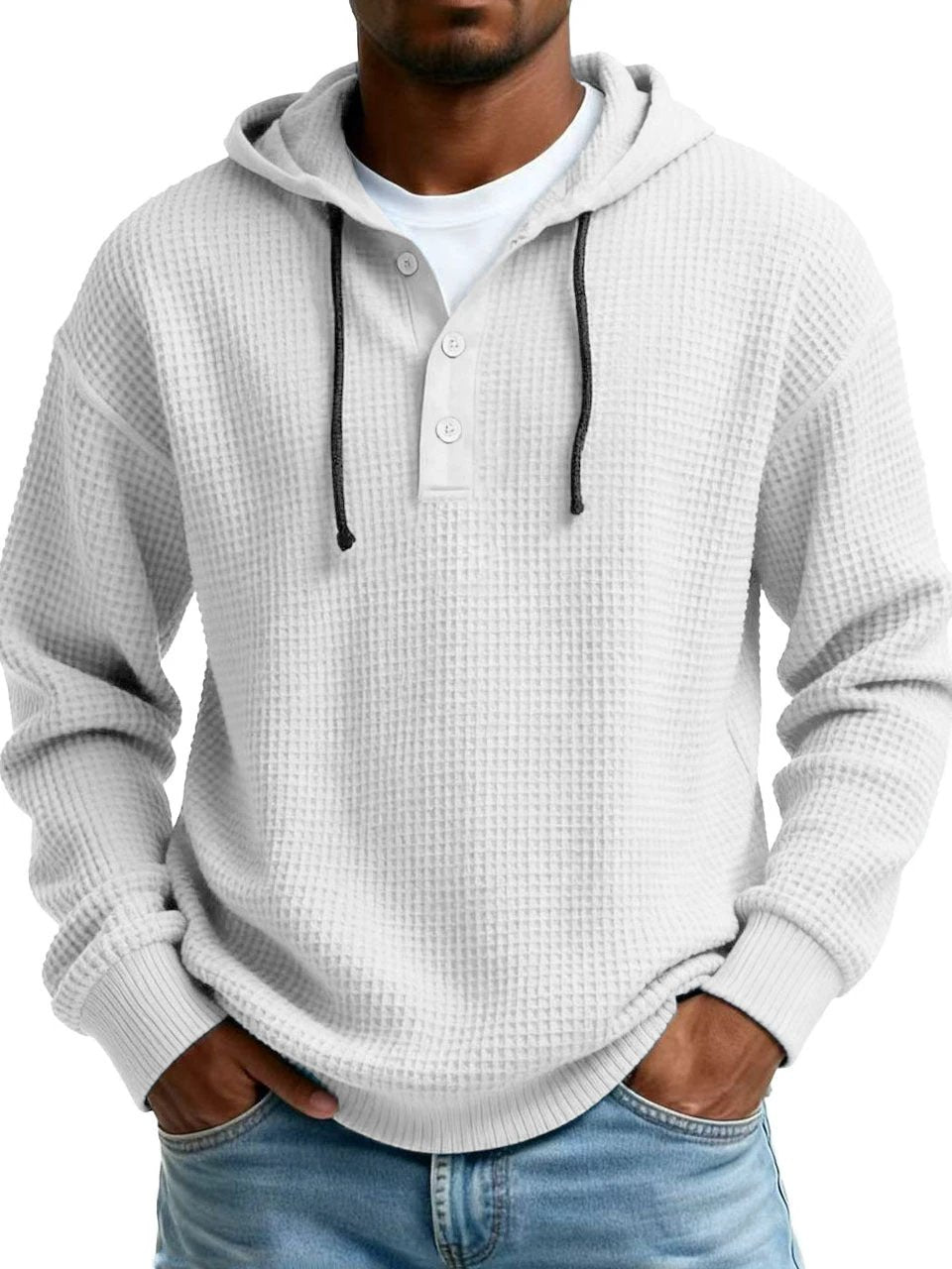 Men's Ribbed Hooded Half-Zip Sweater by GJG Denim