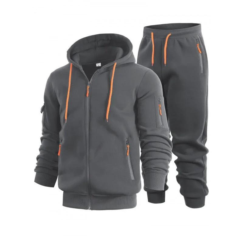 Men's Zip-Up Hoodie With Arm Pockets And Sweatshirt by GJG Denim