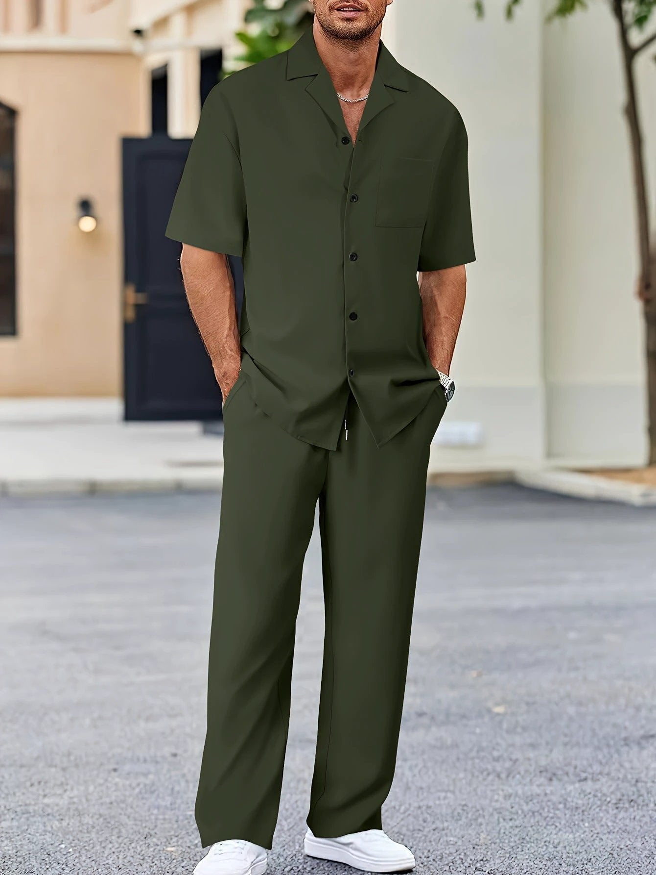 Fashionable Casual Loose Lapel Short-Sleeve Suit For Men by GJG Denim