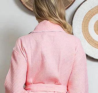 Women’s Waffle Piping Bathrobe – Lightweight Spa-Style Comfort by Lotus Linen