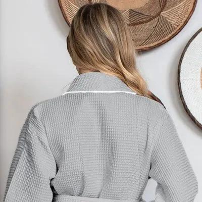 Knee-Length Waffle Kimono Robe for Women by Lotus Linen