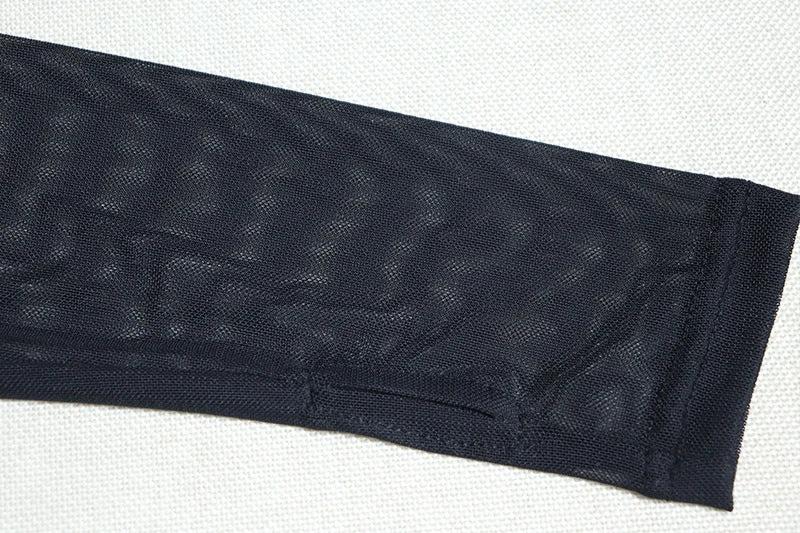 Solid Color Fashion Mesh See-through Stitching Long Sleeve Skinny Hip Raise Fitness One-piece Shorts by GJG Denim