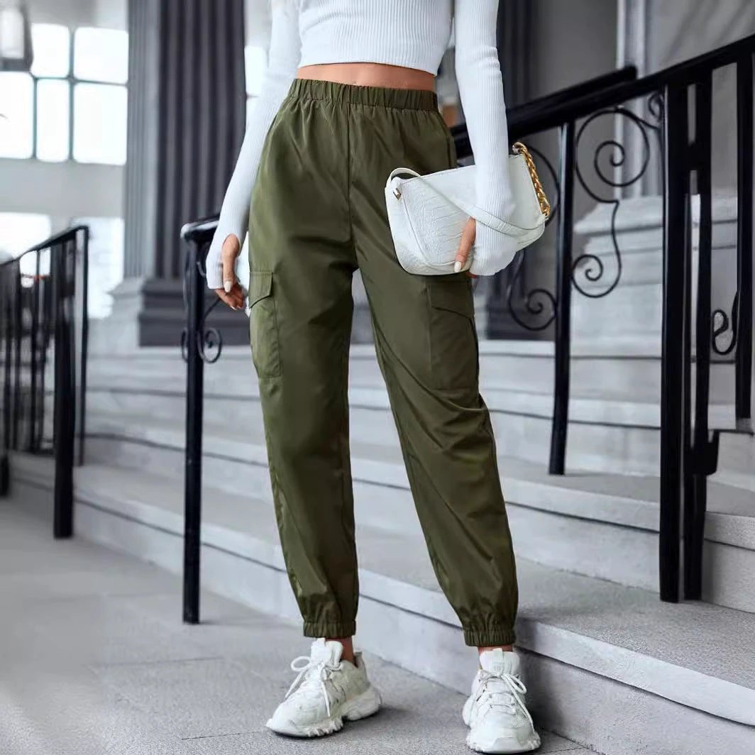 Multi-Color Casual Working Pants Multi-pocket Skinny Pants by GJG Denim