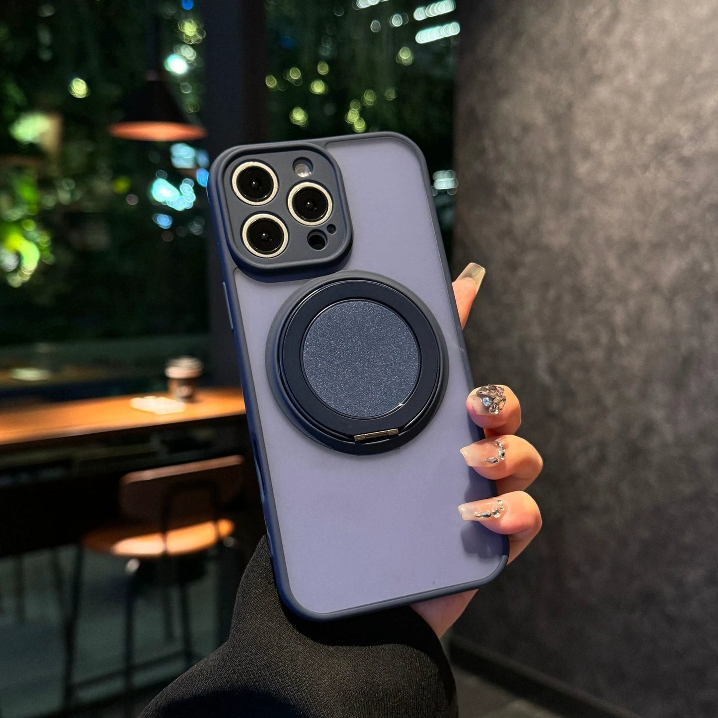 Skin-sensitive Magnetic Rotating Bracket Frosted Drop-resistant Phone Case by GJG Denim