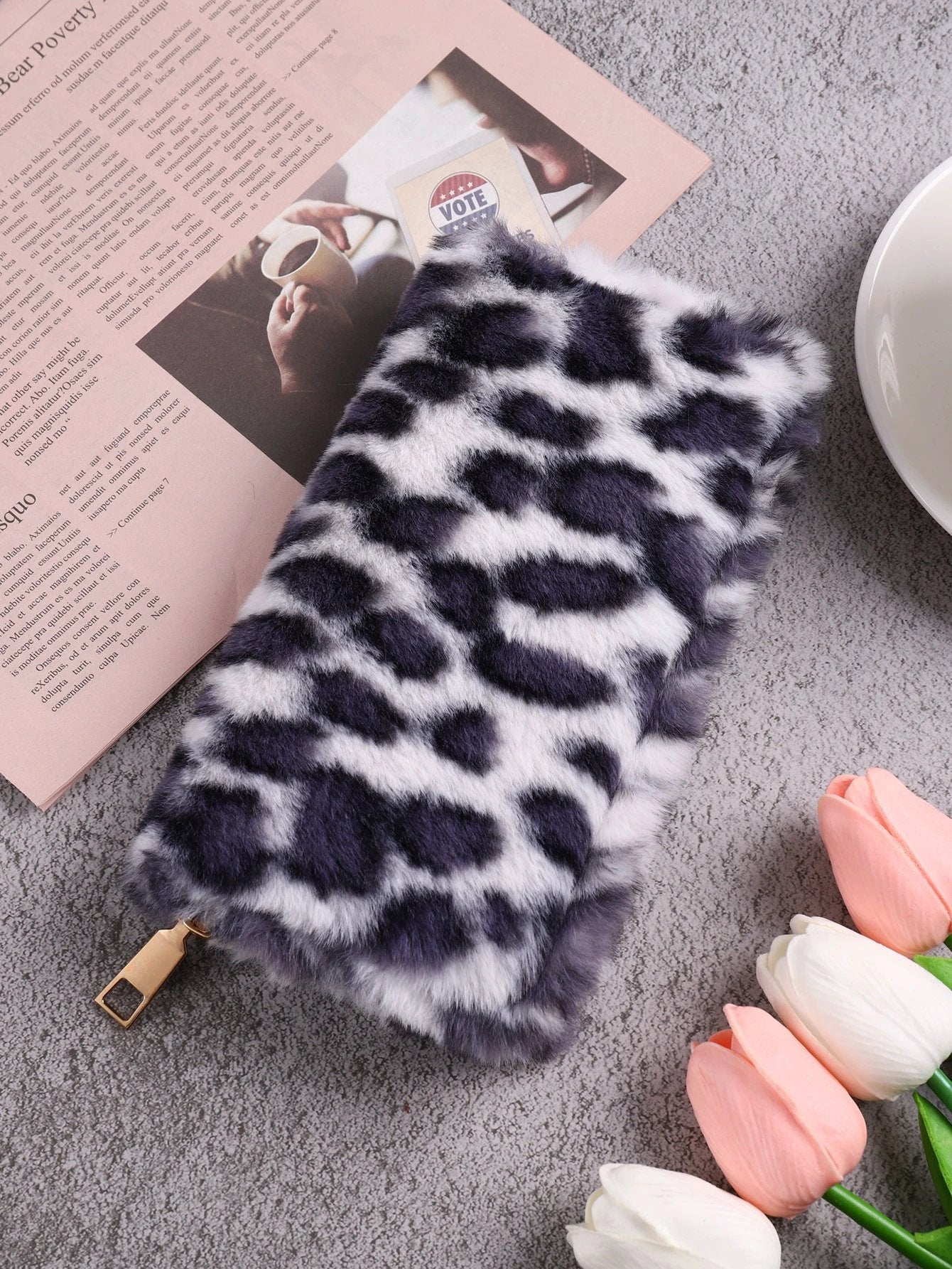 Creative Plush Coin Purse Fashion Leopard Print by GJG Denim