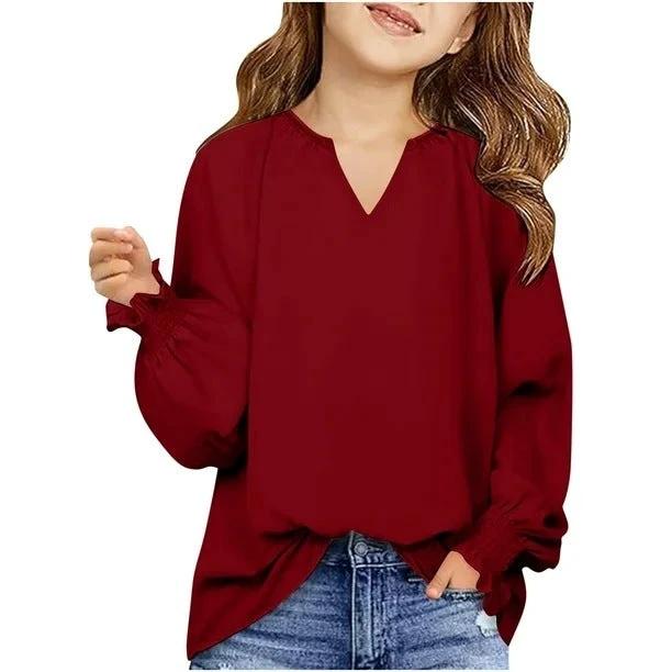 New Loose-fitting Solid Color Long Sleeves Children's Clothing Shirt by GJG Denim