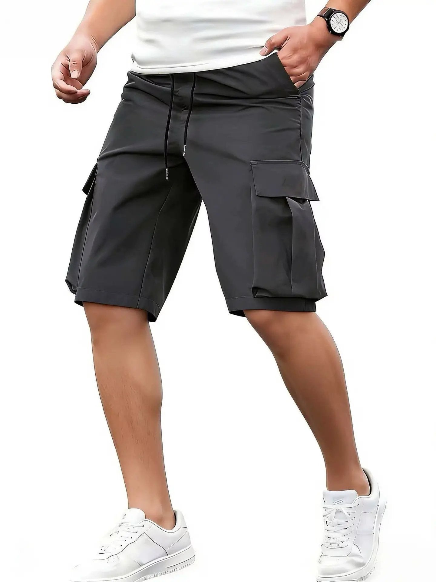 Men's Loose-Fit Casual Shorts With Multiple Pockets by GJG Denim